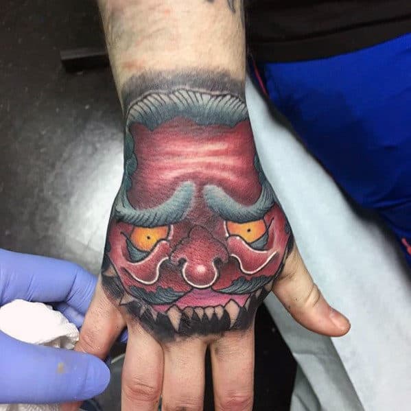 Unique Mens Japanese Hand Demon Tattoo Ideas