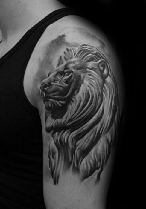 Unique Mens Lion Statue Tattoos