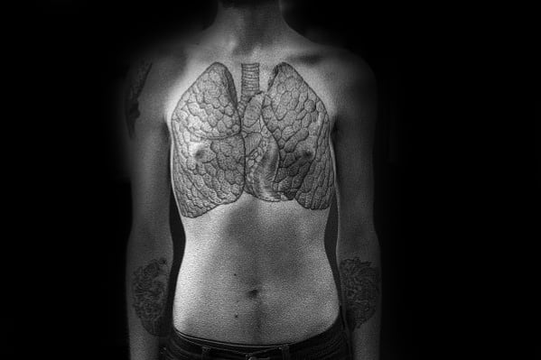 Unique Mens Lung Anatomical Upper Chest Tattoos