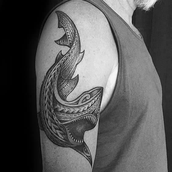 Unique Mens Polynesian Shark Tattoos
