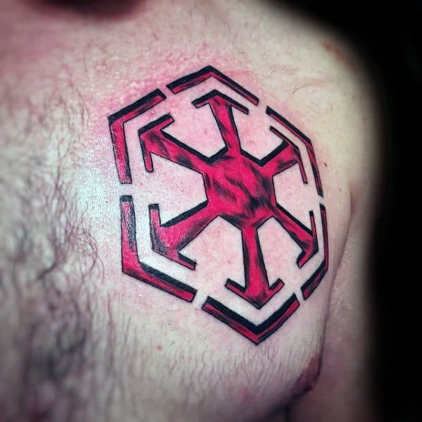 Unique Mens Sith Symbol Tattoos On Upper Chest