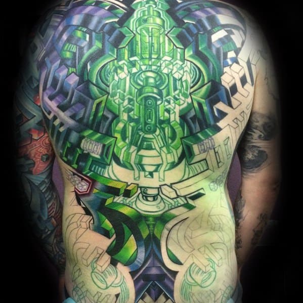 Unique Mens Trippy Tattoos Psychedelic Designs On Back