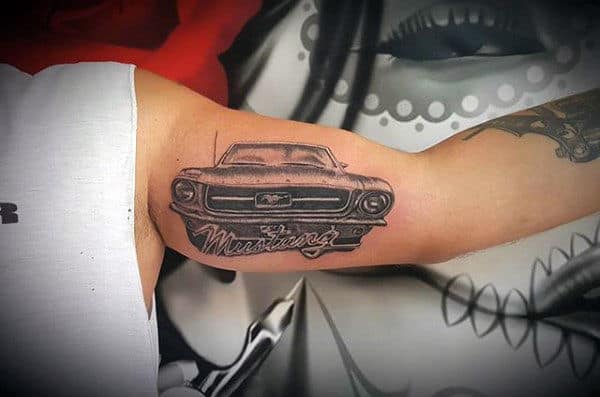 Unique Mustang Male Bicep Inner Arm Muscle Car Tattoo Inspiration
