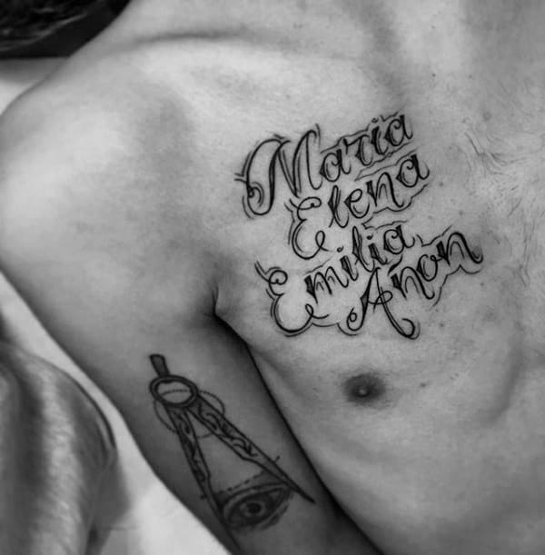 Unique Name Chest Tattoos For Men