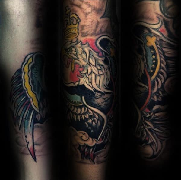 Unique Polish Eagle Male Forearm Tattoos