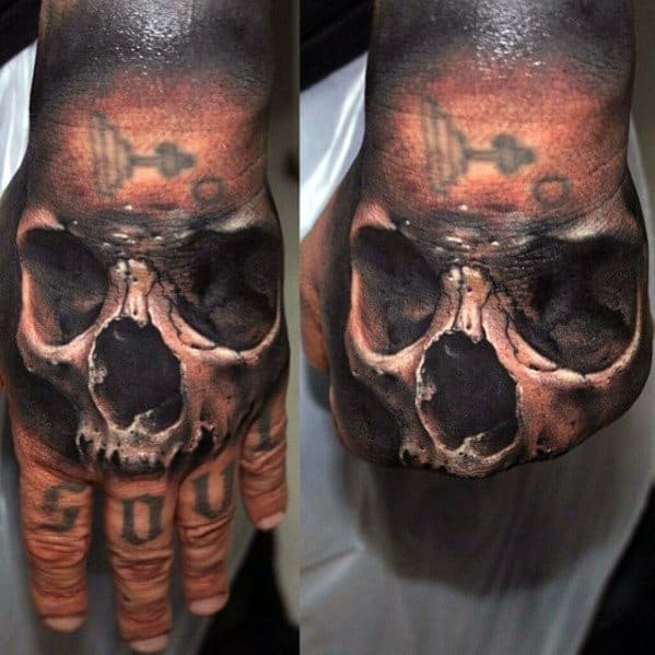 Unique Realistic Skull Hand Tattoos For Men