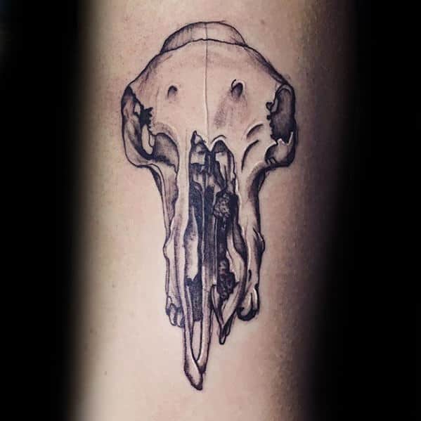 Unique Sheep Skull Mens Animal Inner Forearm Tattoo
