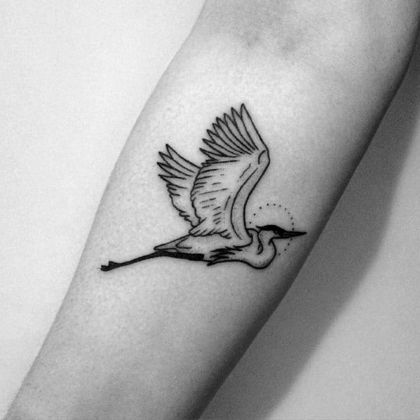 Unique Small Simple Inner Forearm Bird Mens Heron Tattoos