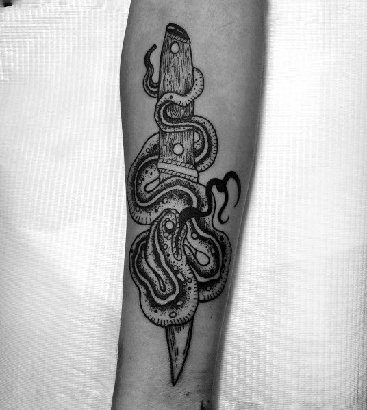 Unique Snake Dagger Tattoos For Men
