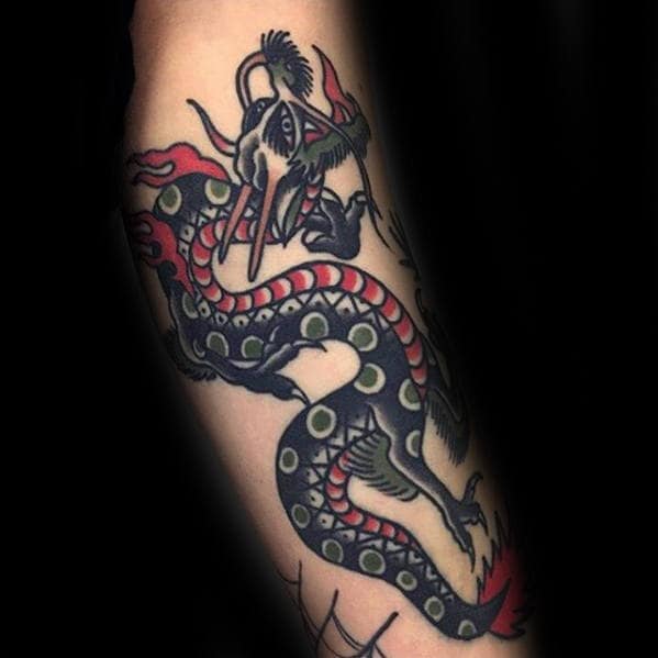 Unique Traditional Dragon Male Tattoos