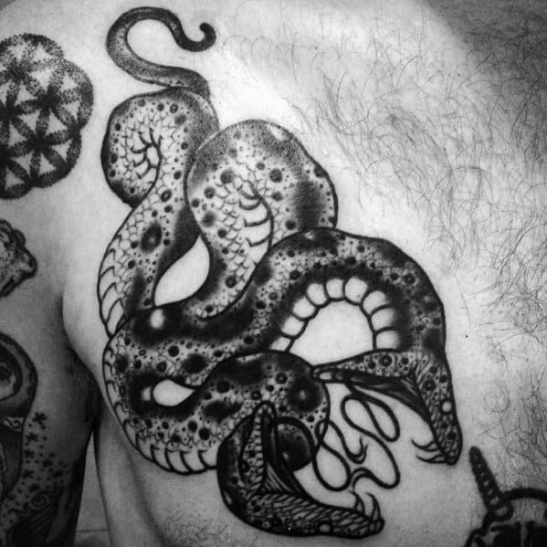Unique Two Headed Snake Tattoos For Men On Chest