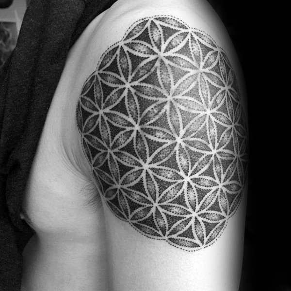 Upper Arm Guys Cool Flower Of Life Tattoos
