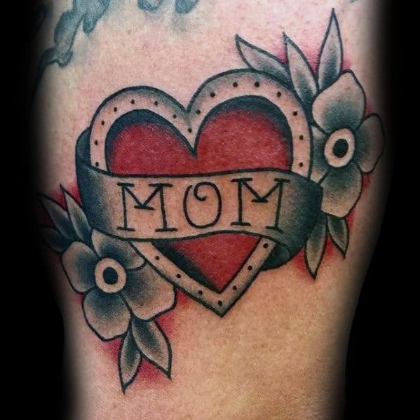 Upper Arm Guys Tattoos With Traditional Mom Design