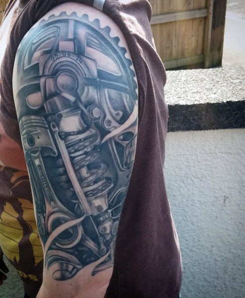 Upper Arm Half Sleeve Masculine Men's Car Tattoos