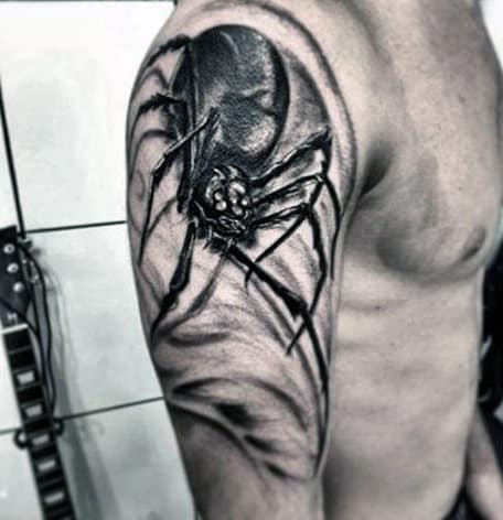 Upper Arm Male Evil Spider Tattoos