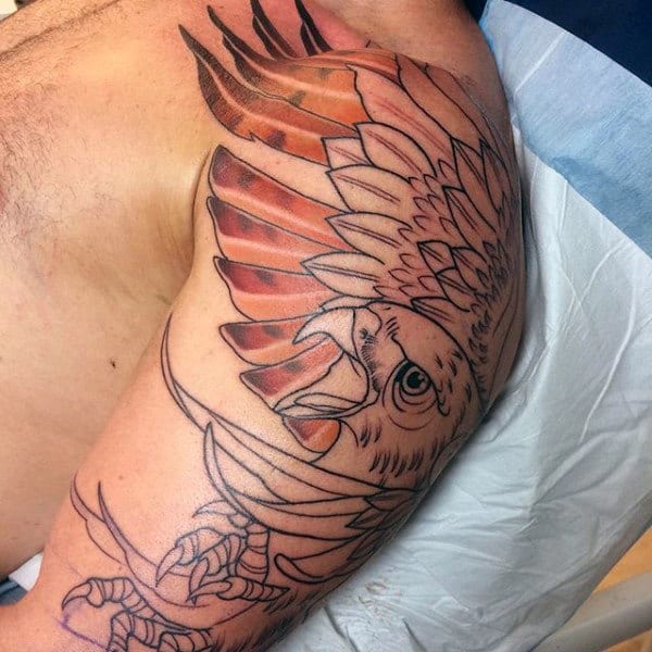 Upper Arm Male Falcon Tattoo Designs