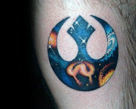 Upper Arm Male Tattoo With Rebel Alliance Design