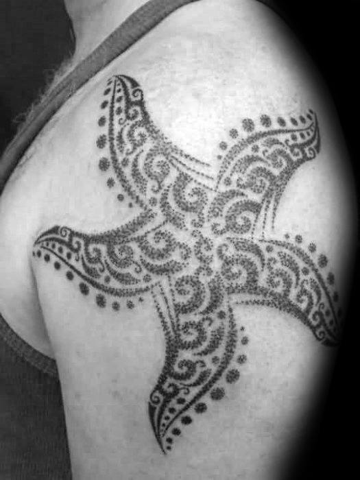 Upper Arm Mens Starfish Tattoo Design Inspiration