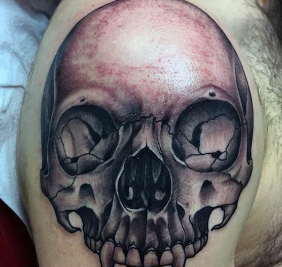 Upper Arm Mens Vampire Skull Tattoos