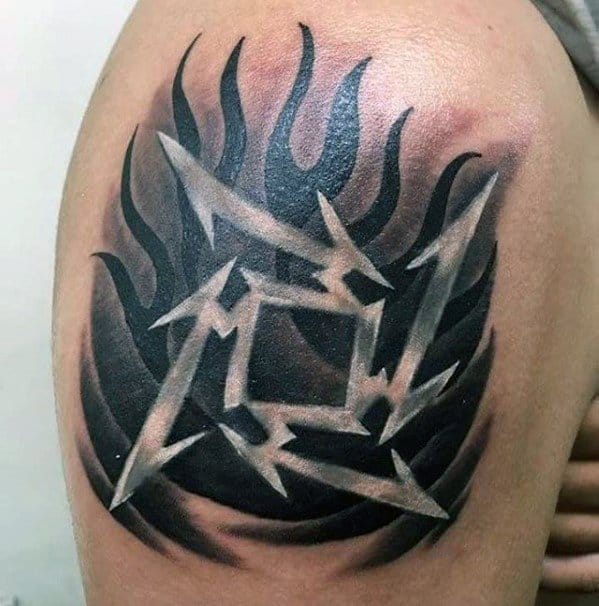 Upper Arm Metallica Logo Tattoos Men