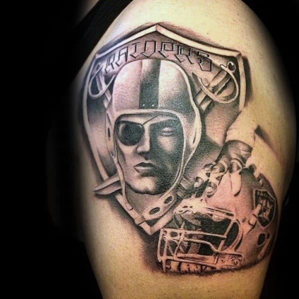 Upper Arm Oakland Raiders Football Helmet Tattoo