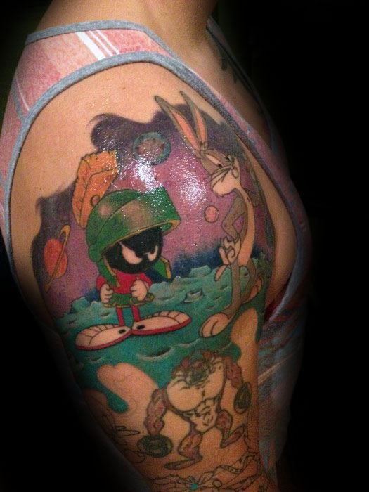 Upper Arm Quarter Sleeve Guys Marvin The Martian Tattoos