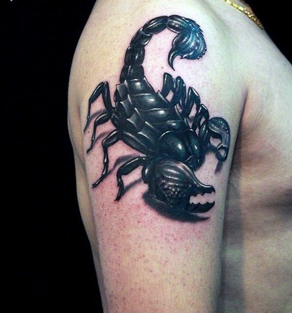 Upper Arm Realistic 3d Scorpio Mens Scorpion Tattoos