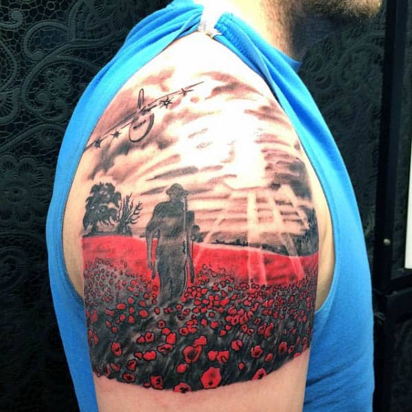 75 Poppy Tattoo Designs For Men - Remembrance Flower Ink