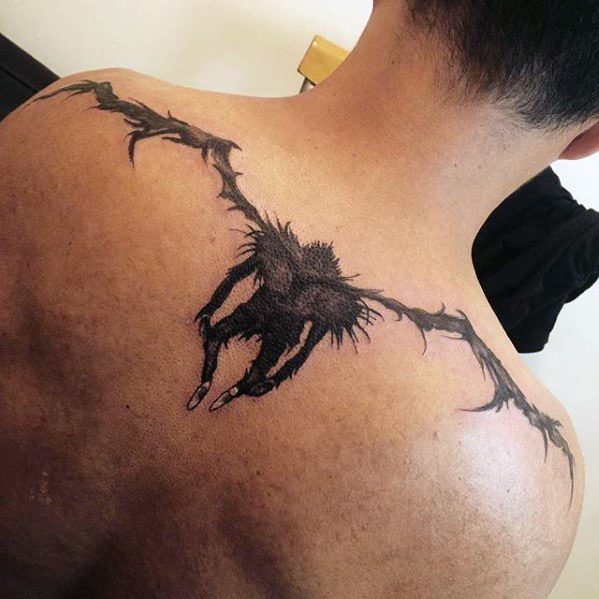Upper Back Death Note Male Tattoo Designs