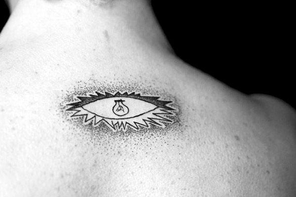 Upper Back Male Pablo Picasso Eye Tattoo