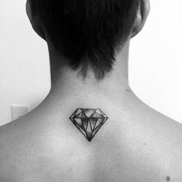 Upper Back Mens Small Simple Shaded Diamond Traditional Tattoo