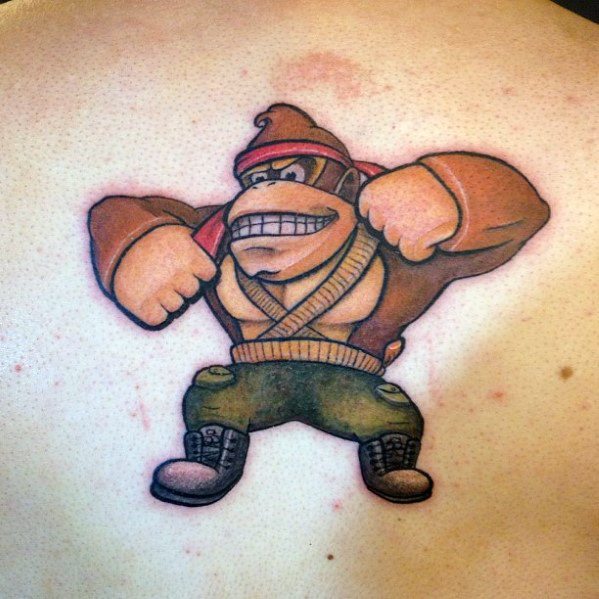 Upper Back Shoulder Cool Donkey Kong Tattoo Design Ideas For Male