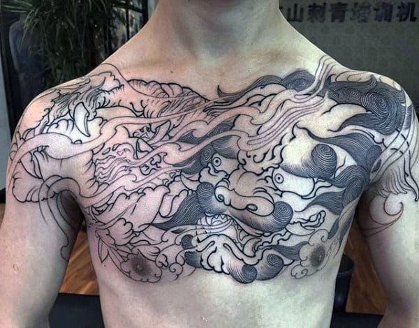 Upper Chest Chinese Mens Tattoo Ideas