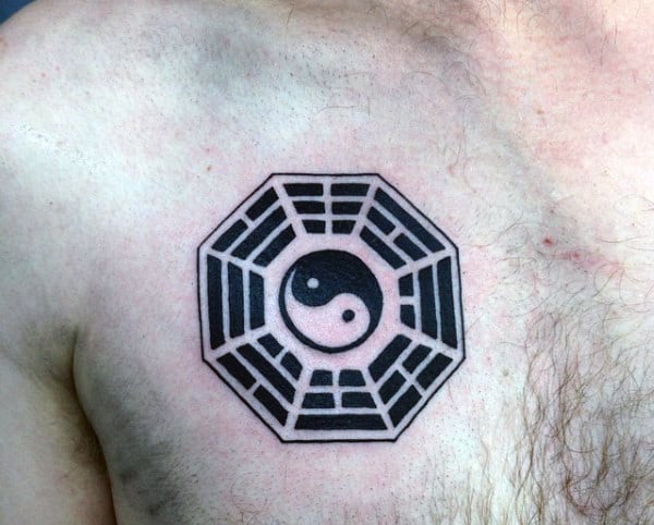 Upper Chest Creative Yin Yang Tattoos For Guys