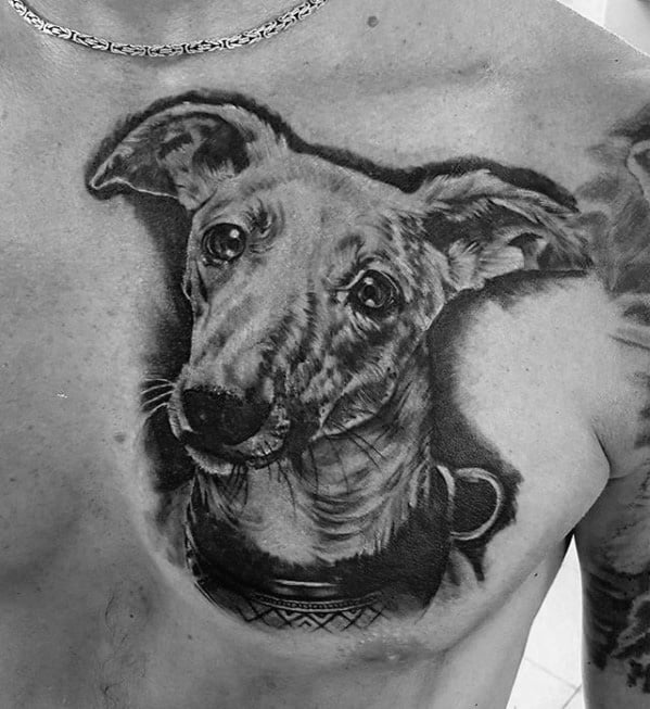 Upper Chest Greyhound Guys Tattoos