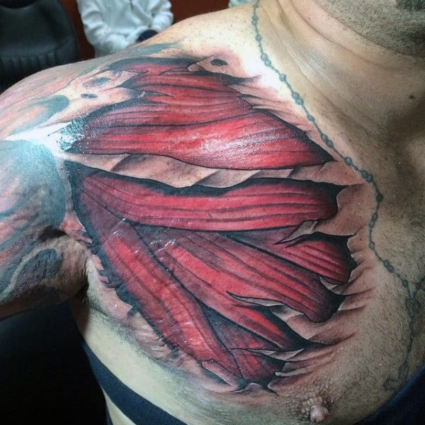 Upper Chest Male Muscle Tattoos