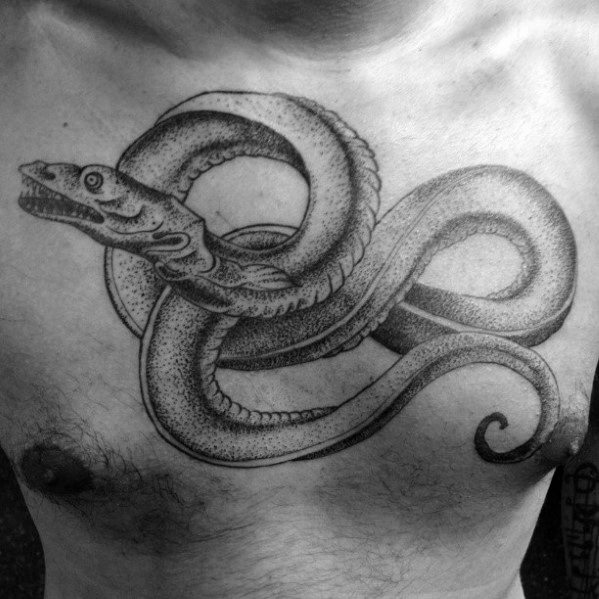 Upper Chest Mens Cool Eel Tattoo Ideas