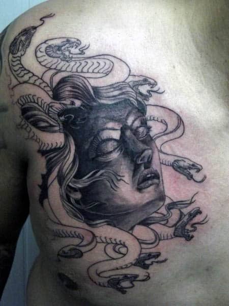 Upper Chest Mens Medusa Tattoo Ideas