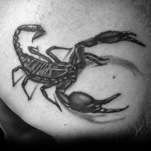 Upper Chest Retro 3d Scorpion Tattoo Designs For Guys