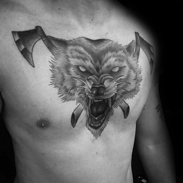 Upper Chest Sick Wolf Guys Tattoos