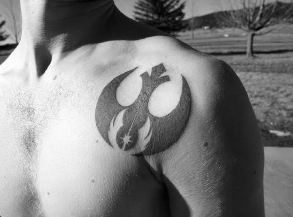 Upper Shoulder Solid Black Ink Rebel Alliance Guys Tattoos