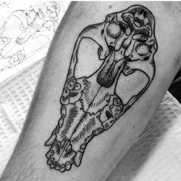 Upper Wolf Skull Male Forearm Tattoo