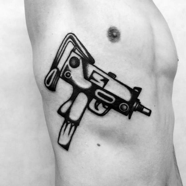 Uzi Guys Tattoo Designs On Ribcage