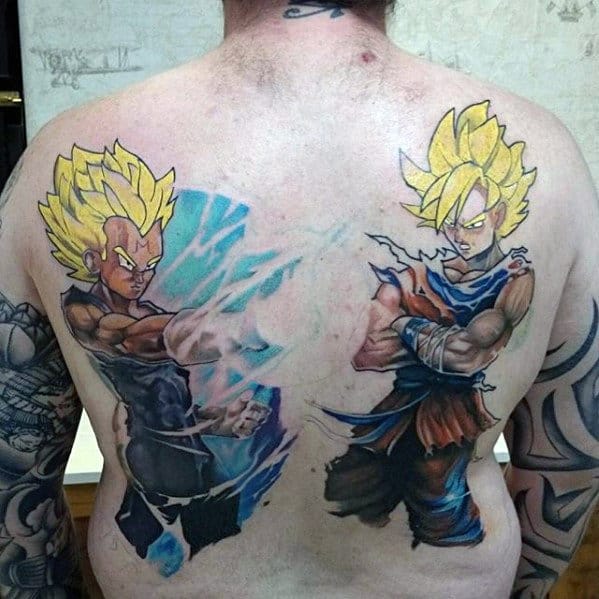 Vegeta From Dragon Ball Z Mens Back Tattoos
