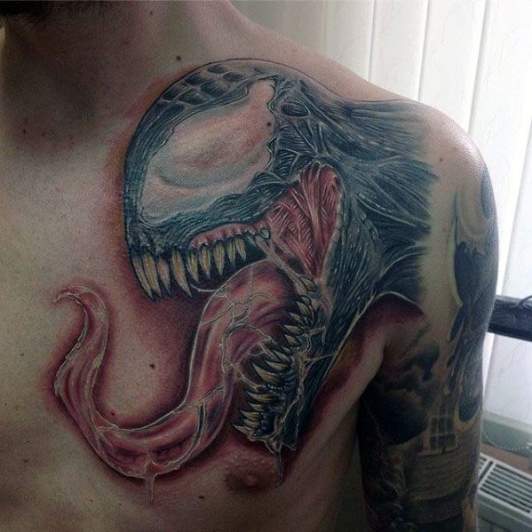 60 Venom Tattoo Designs für Männer  Marvel Ink Ideen  Mann Stil  Tattoo   Venom tattoo Venom chest tattoo Tattoo designs men