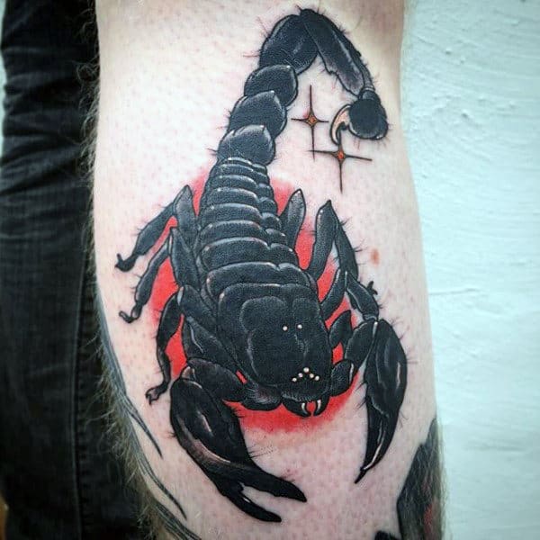 Venomous Black Scorpion Tattoo On Arms For Males