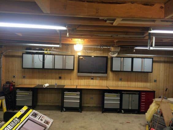 vertical wood paneling garage exposed roof wall mounted tv cabinets