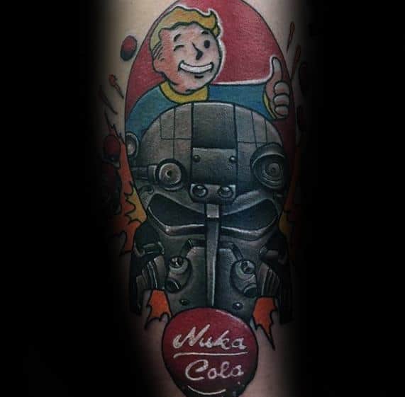 Video Game Nuka Cola Bottle Cap Forearm Fallout Tattoos For Gentlemen