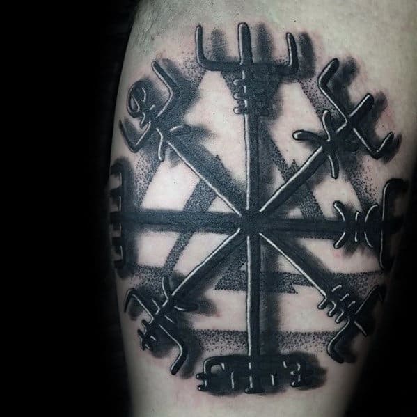 Viking Compass 3d Tribal Mens Upper Arm Tattoos