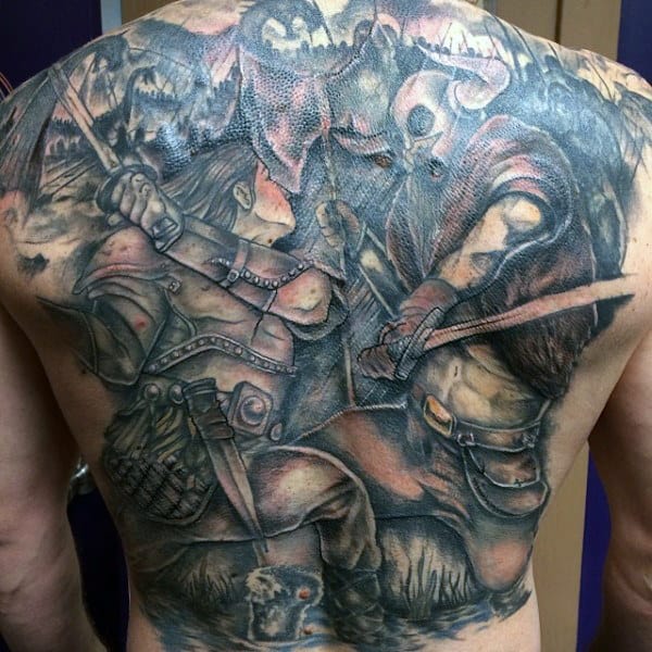 Viking Rune Tattoo On Man On Back
